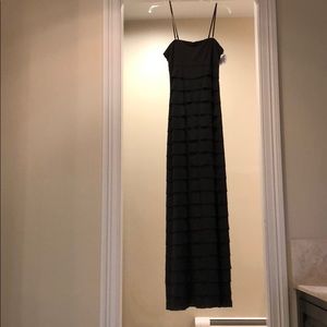 Charcoal gray ruffle tiered maxi dress